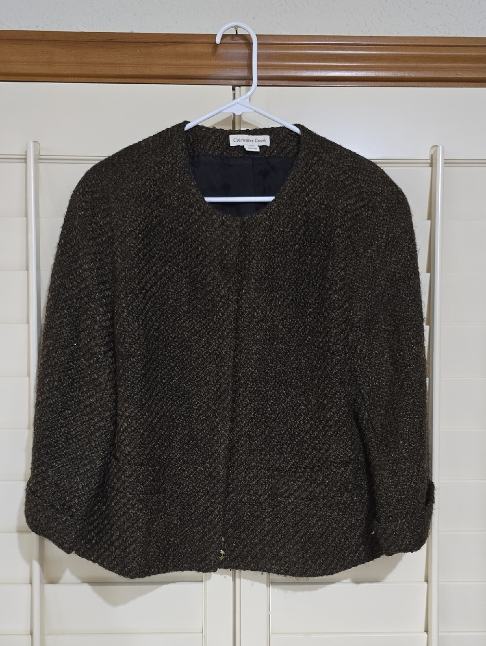 Coldwater Creek Dark Brown Bouclé Teddy Jacket